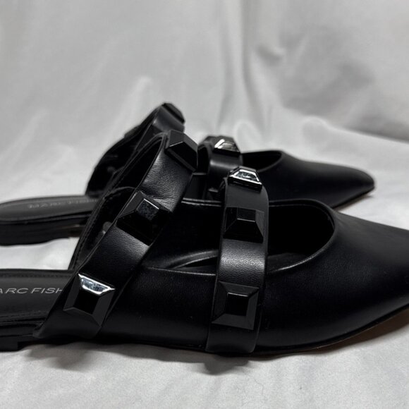 Marc Fisher Sharla Studded Mules Womens Size 7 M Flats‎ Slides Sandals Black EUC - Picture 3 of 13